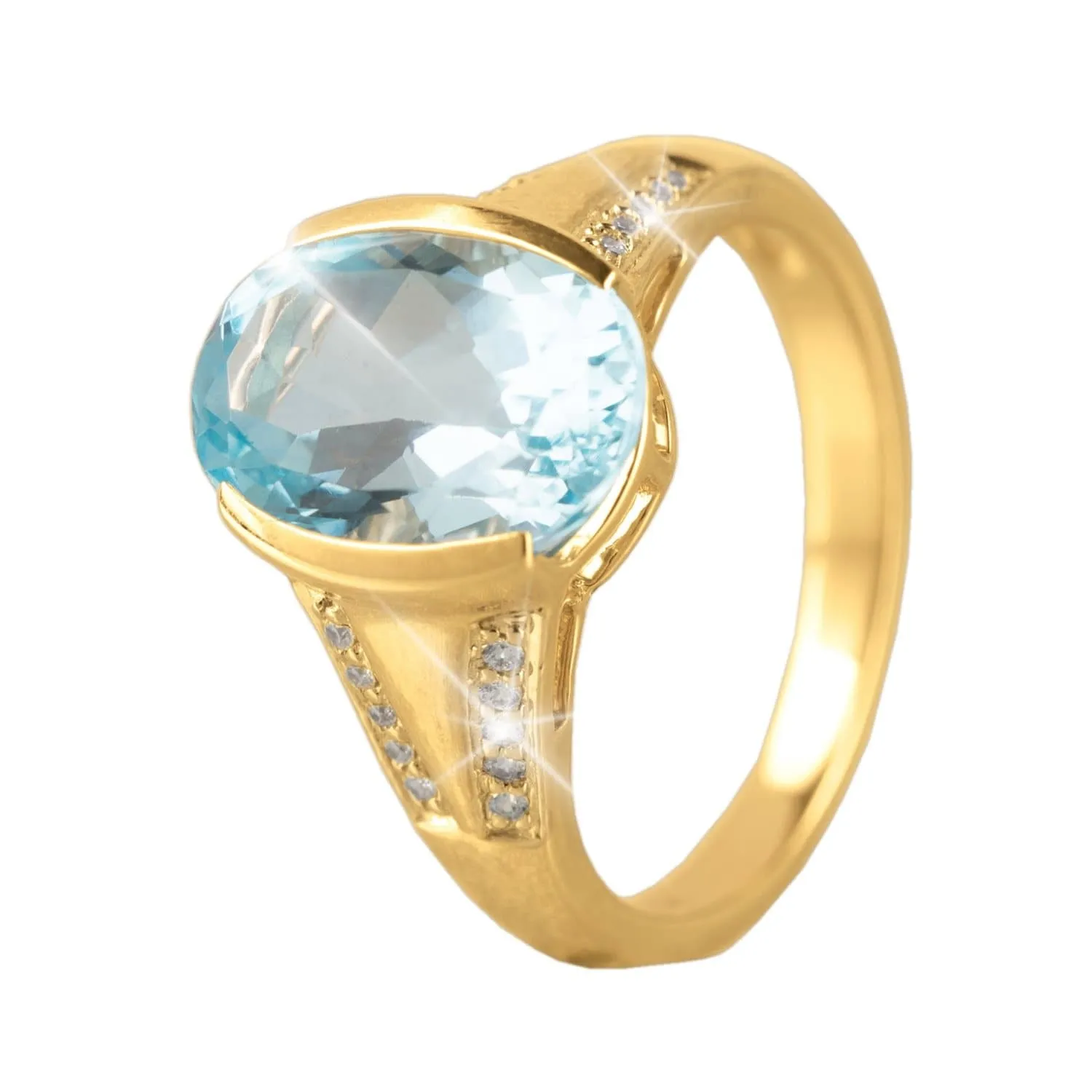 10K Gold Blue Topaz Ring