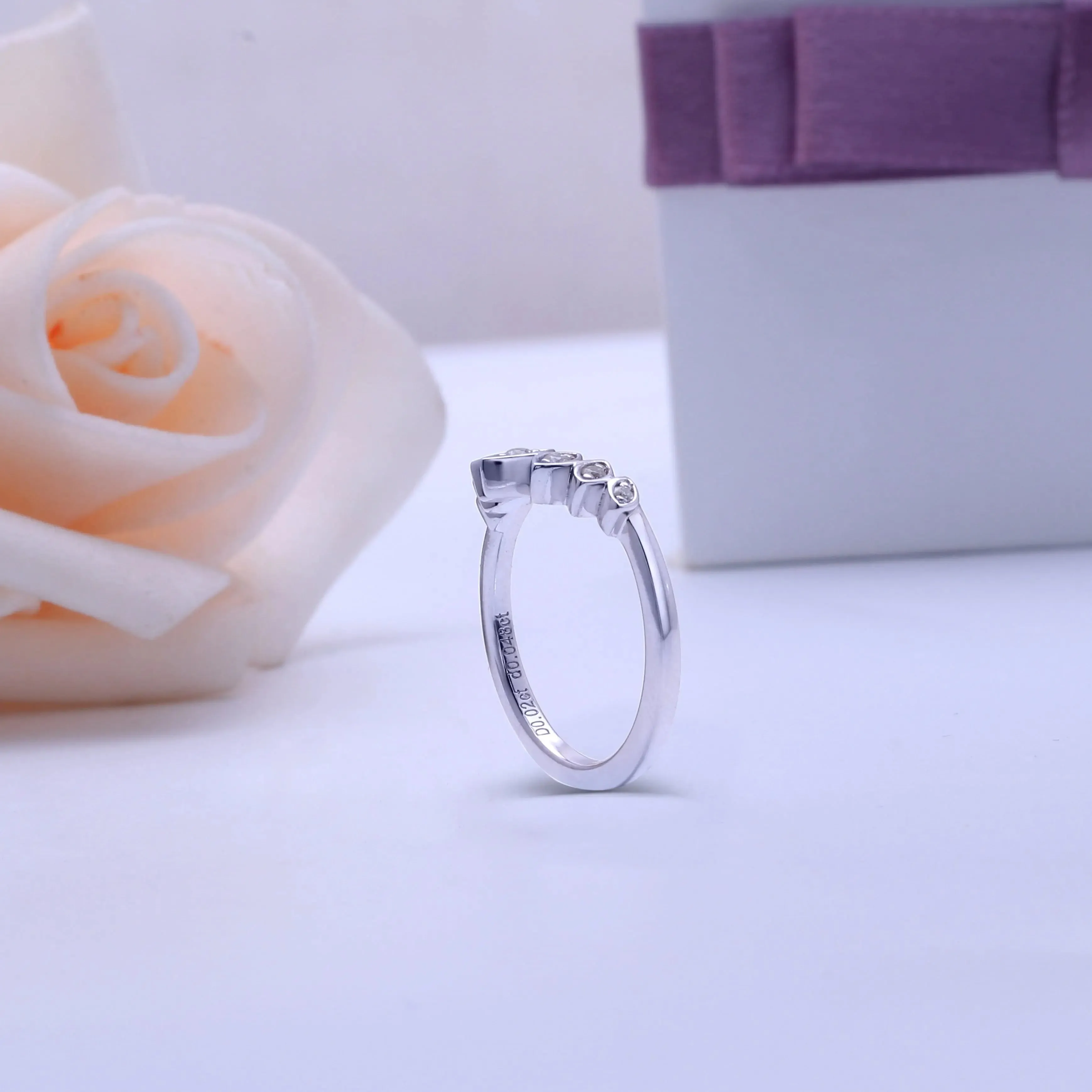 10k White Gold Moissanite Anniversary Ring / Wedding Band