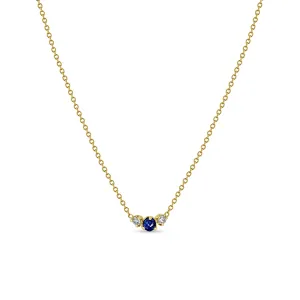 14k Mixed Prong Blue Sapphire & Diamond Trio Necklace