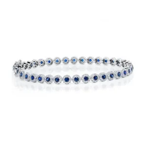 14k White Gold Diamond & Sapphire Bracelet