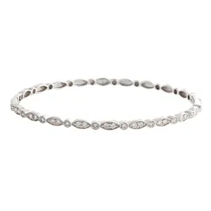 14k White Gold Diamond Bangle- .75ctw