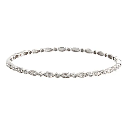 14k White Gold Diamond Bangle- .75ctw