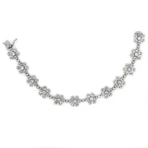 14k White Gold Diamond Flower Bracelet