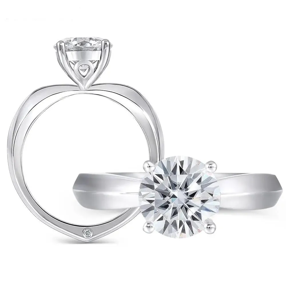 14k White Gold Solitaire Moissanite Ring 1ct