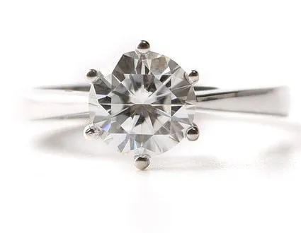 14k White Gold Solitaire Moissanite Ring 1ct