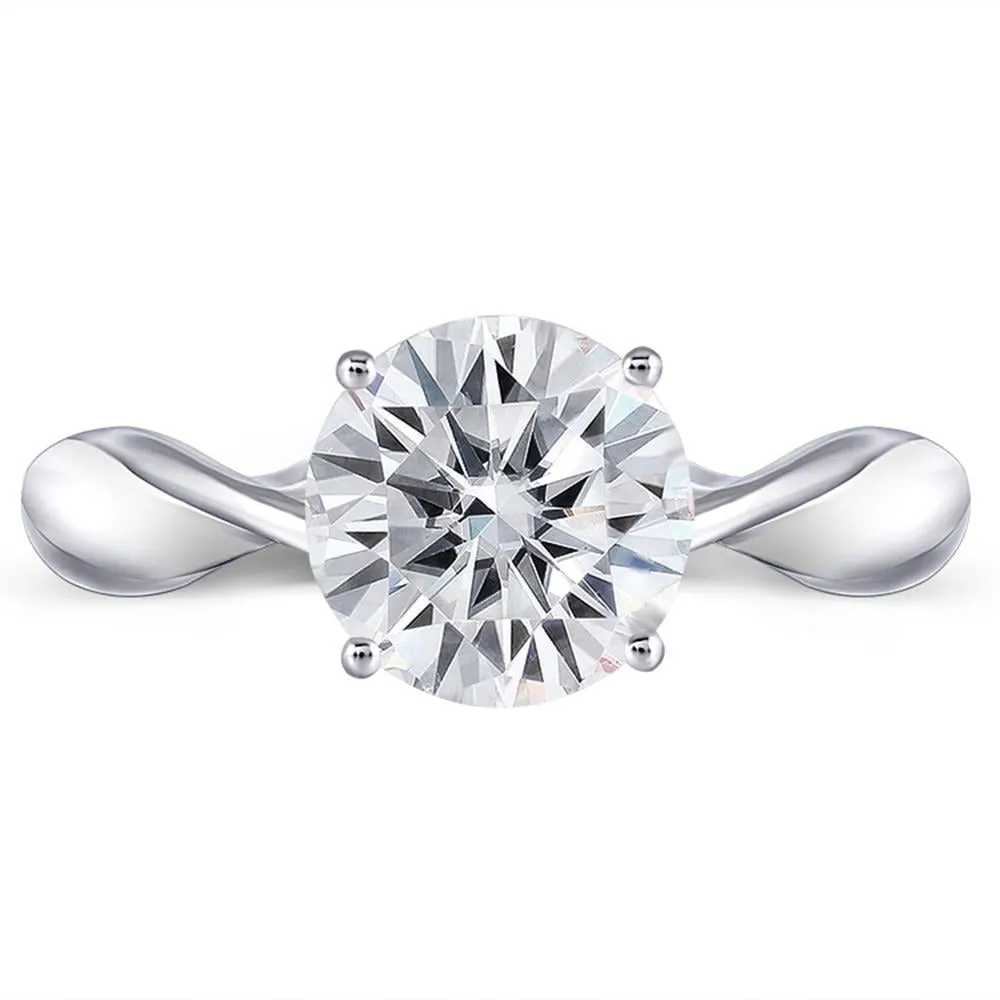 14k White Gold Solitaire Moissanite Ring 2ct