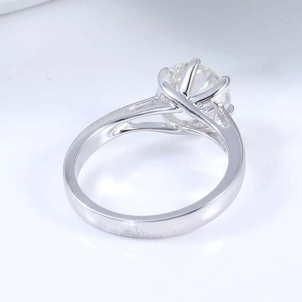 14k White Gold Solitaire Moissanite Ring 2ct