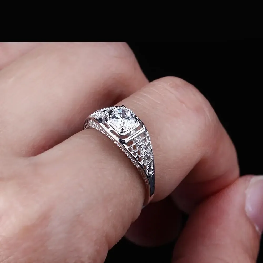 14k White Gold Vintage / Unique Moissanite Ring 0.4ct