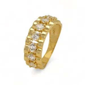 14K Yellow gold Cz 9mm weeding band ring-227209