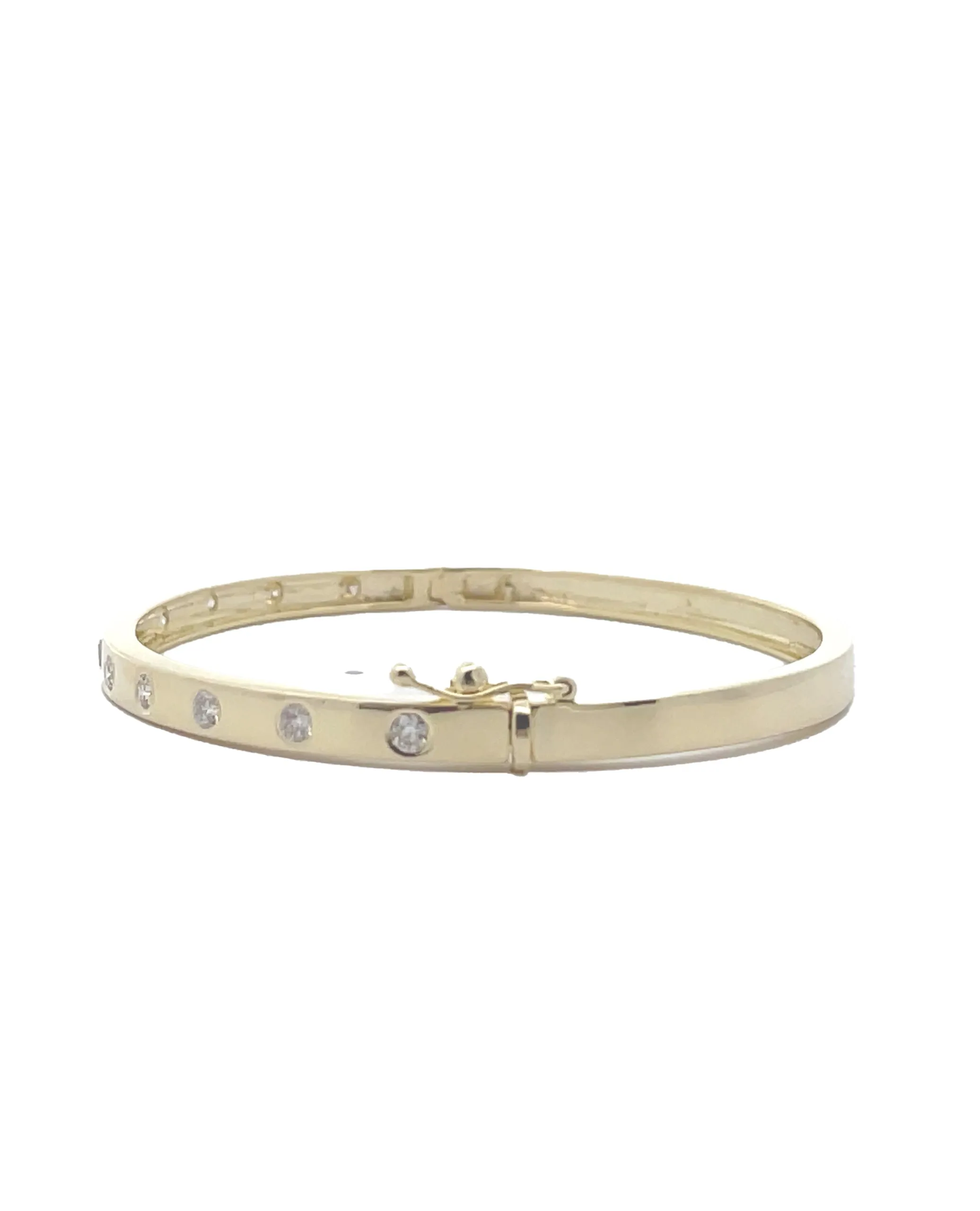 14K Yellow Gold Hinged Bangle Bracelet with Diamonds