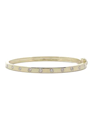 14K Yellow Gold Hinged Bangle Bracelet with Diamonds