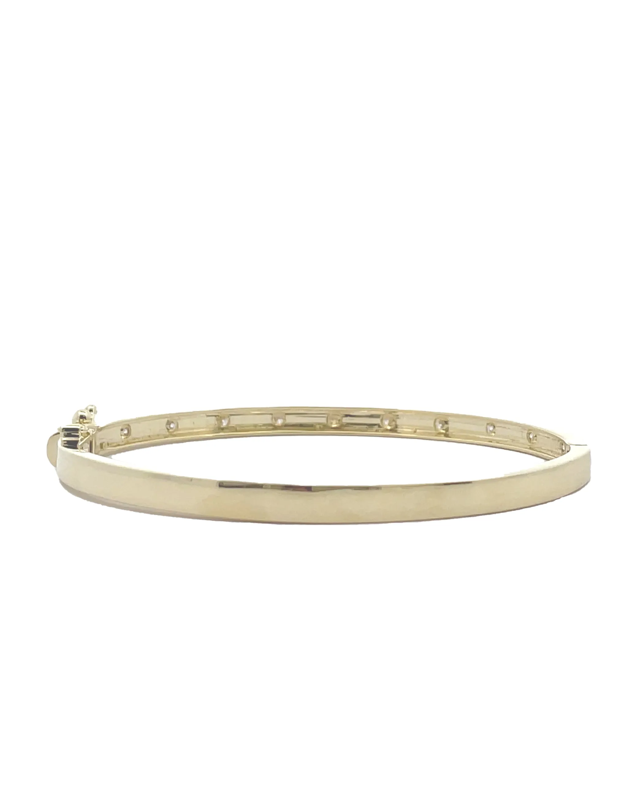 14K Yellow Gold Hinged Bangle Bracelet with Diamonds