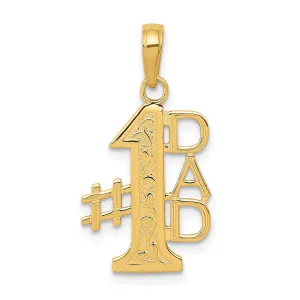 14k Yellow Gold Solid Textured Finish Vertical Script Design #1 DAD Charm Pendant