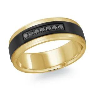 14K Yellow Gold with Carbon Fiber Ring from the Titanium Collection by Malo - MRDTI-014-7YBD