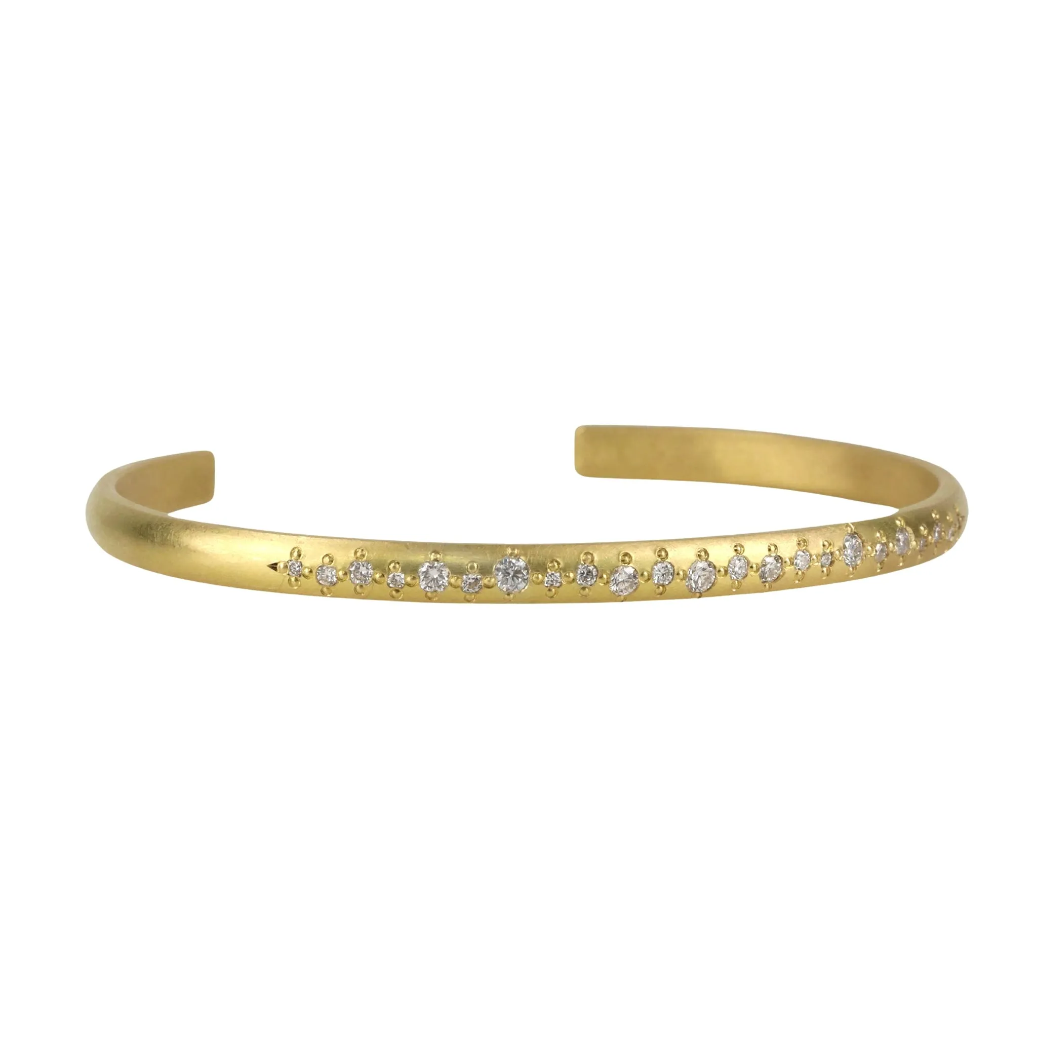 18K Gold Rounded Cuff with Diamonds