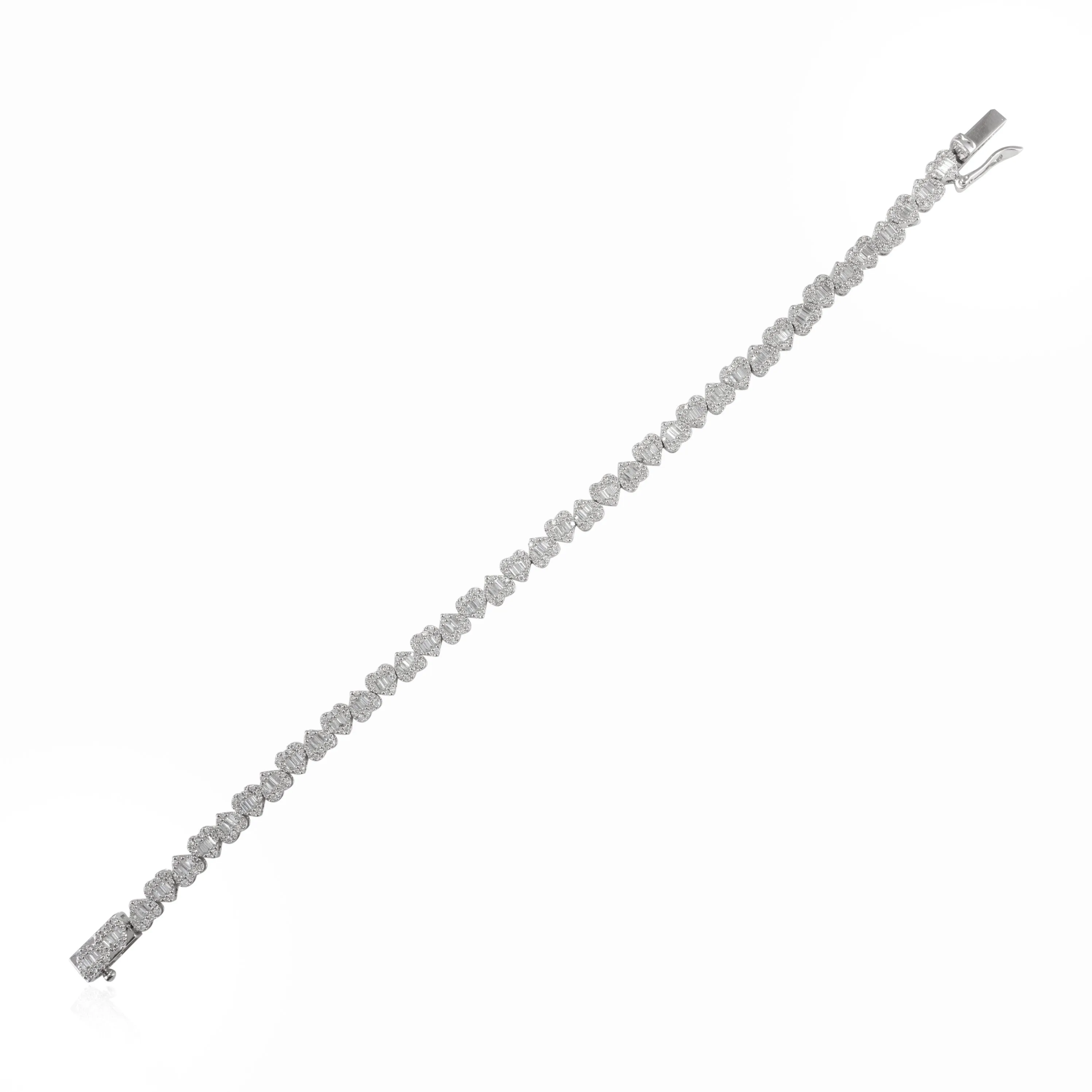 18K White Gold Diamond Heart Bracelet