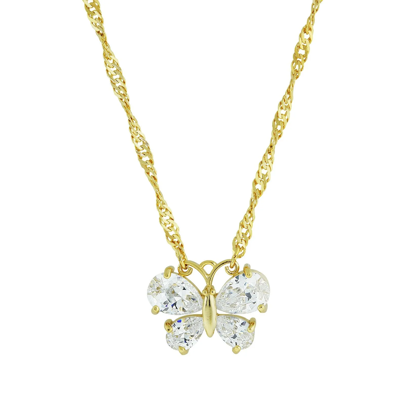 1928 Jewelry&reg; 14K Gold-Dipped Cubic Zirconia Butterfly Necklace 16"Adj.