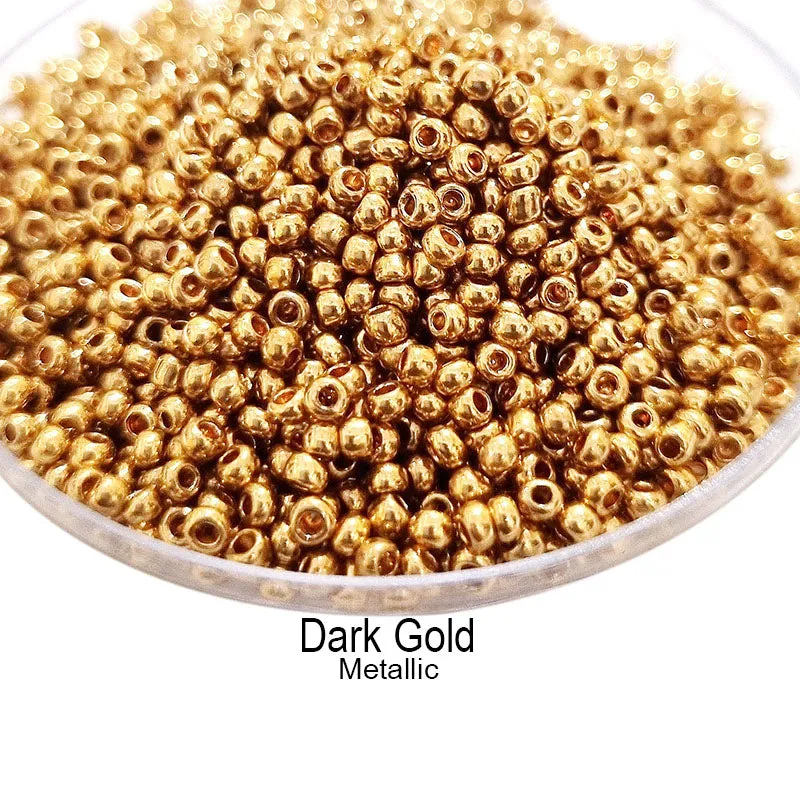 25 gram Pkg. Metallic Dark Gold 11/0 glass seed beads Best quality sugar seed beads