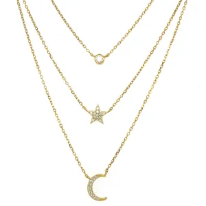 3 in 1 Sun, Star and Moon Necklace