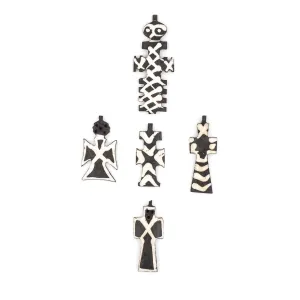 5 Pendant Bundle: Batik Bone Crosses