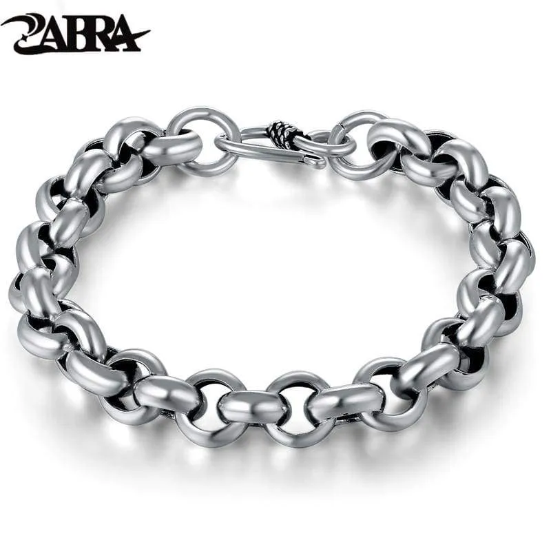 925 Sterling Silver Created Male Interlocking Bracelet Bangles Domineering Thai Vintage Biker Men Fashion Charms Jewelry