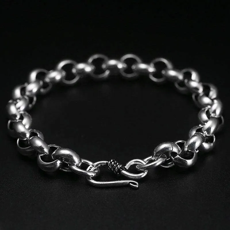 925 Sterling Silver Created Male Interlocking Bracelet Bangles Domineering Thai Vintage Biker Men Fashion Charms Jewelry