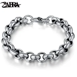 925 Sterling Silver Created Male Interlocking Bracelet Bangles Domineering Thai Vintage Biker Men Fashion Charms Jewelry