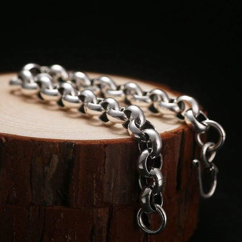 925 Sterling Silver Created Male Interlocking Bracelet Bangles Domineering Thai Vintage Biker Men Fashion Charms Jewelry