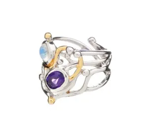 Adjustable Seaweed Ring in various gemstones