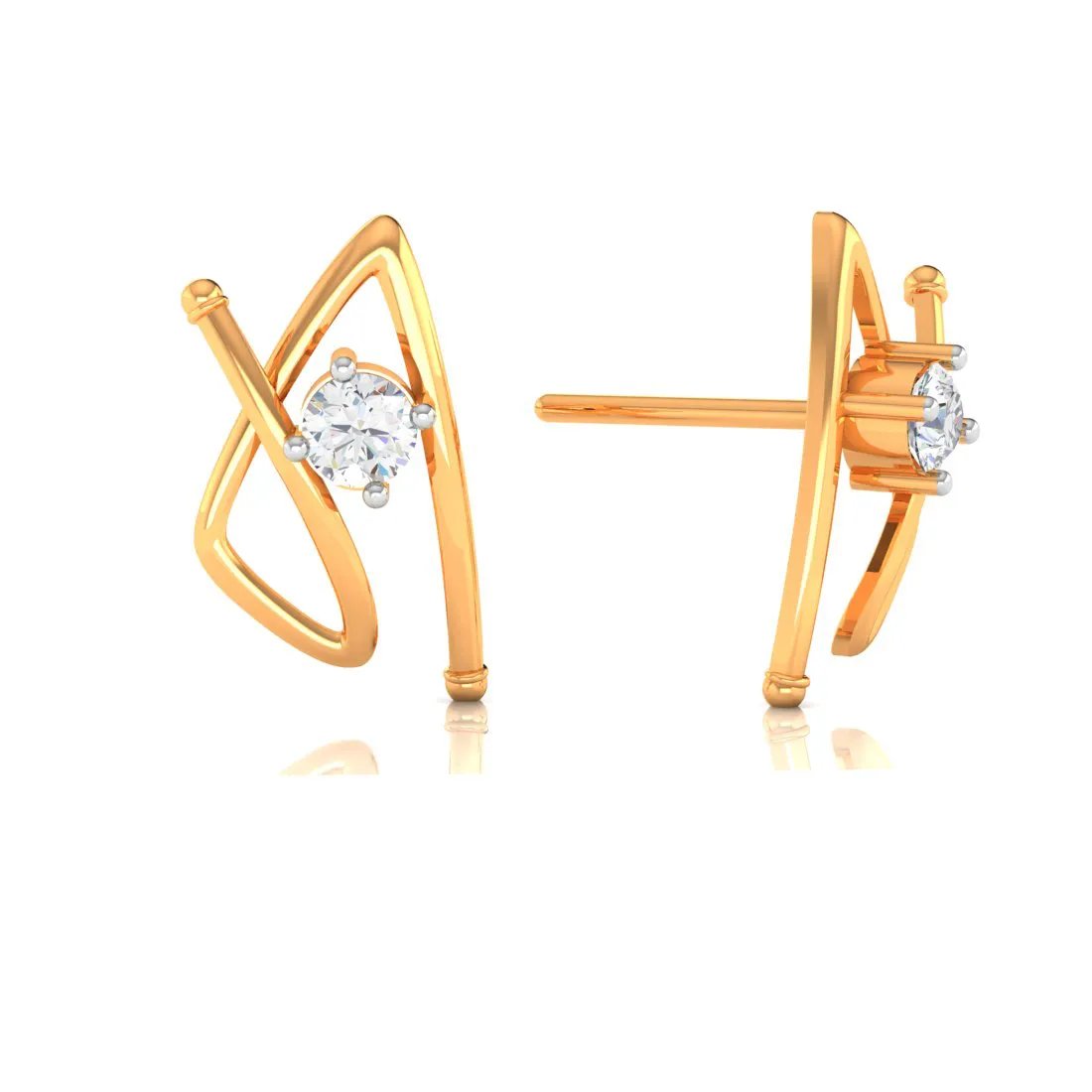 American Diamond 14k Gold Earrings With Speculative Design