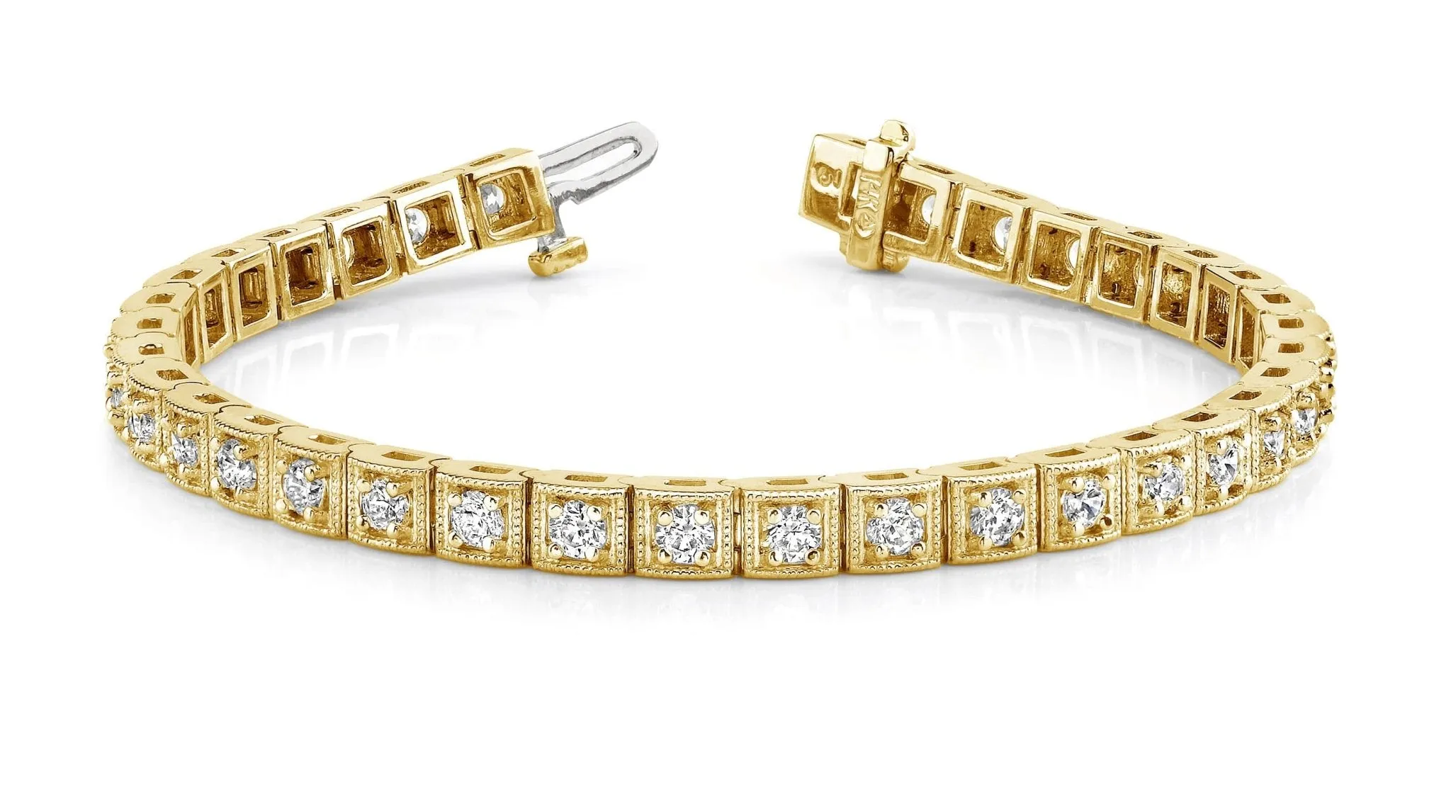 Antique Square Link Diamond Bracelet with 2.03 ct.(finished) 2.2mm