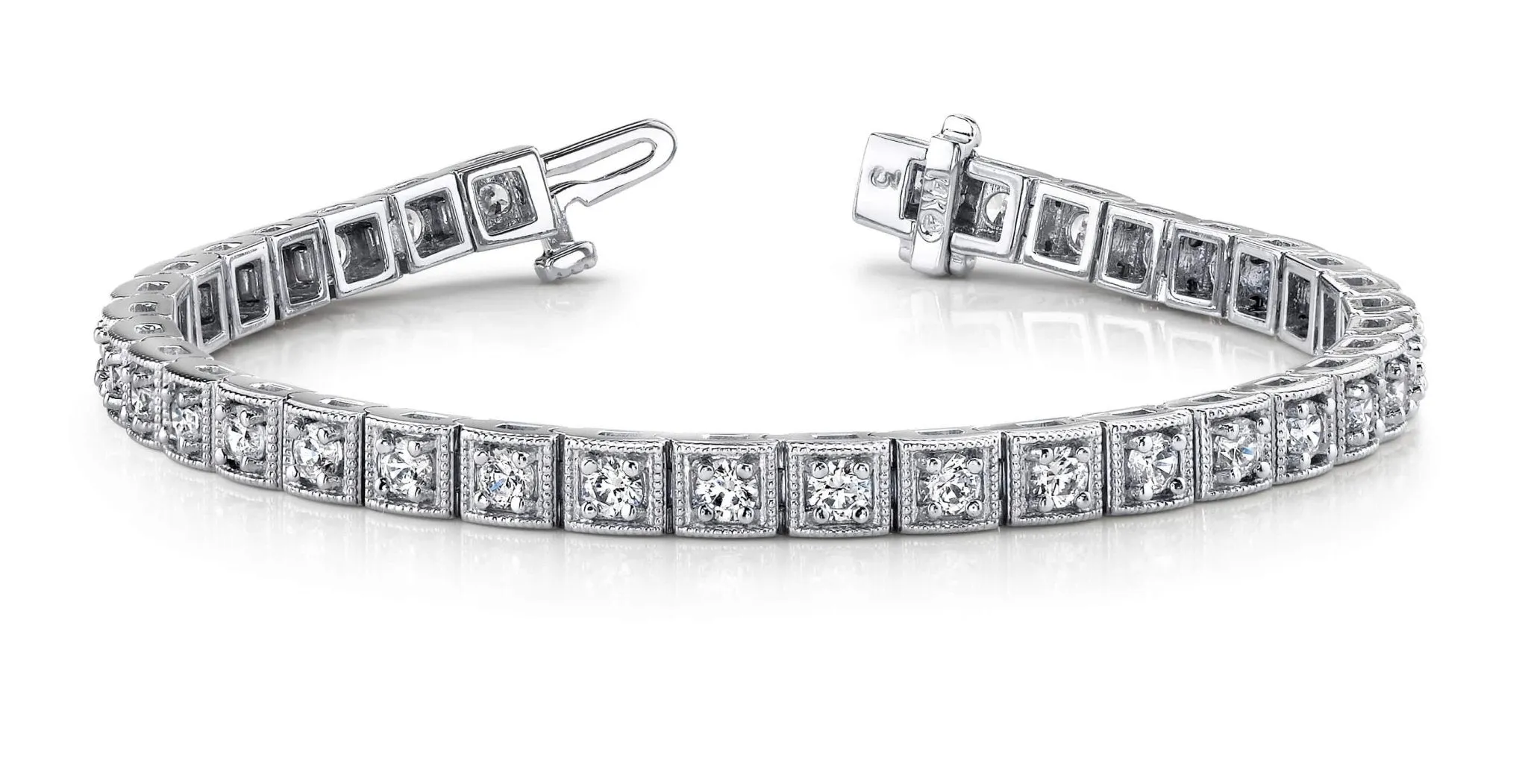 Antique Square Link Diamond Bracelet with 2.03 ct.(finished) 2.2mm