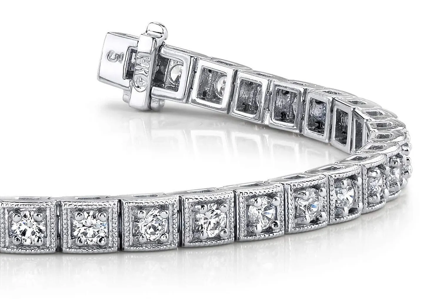 Antique Square Link Diamond Bracelet with 2.52 ct.(finished) 2.5mm