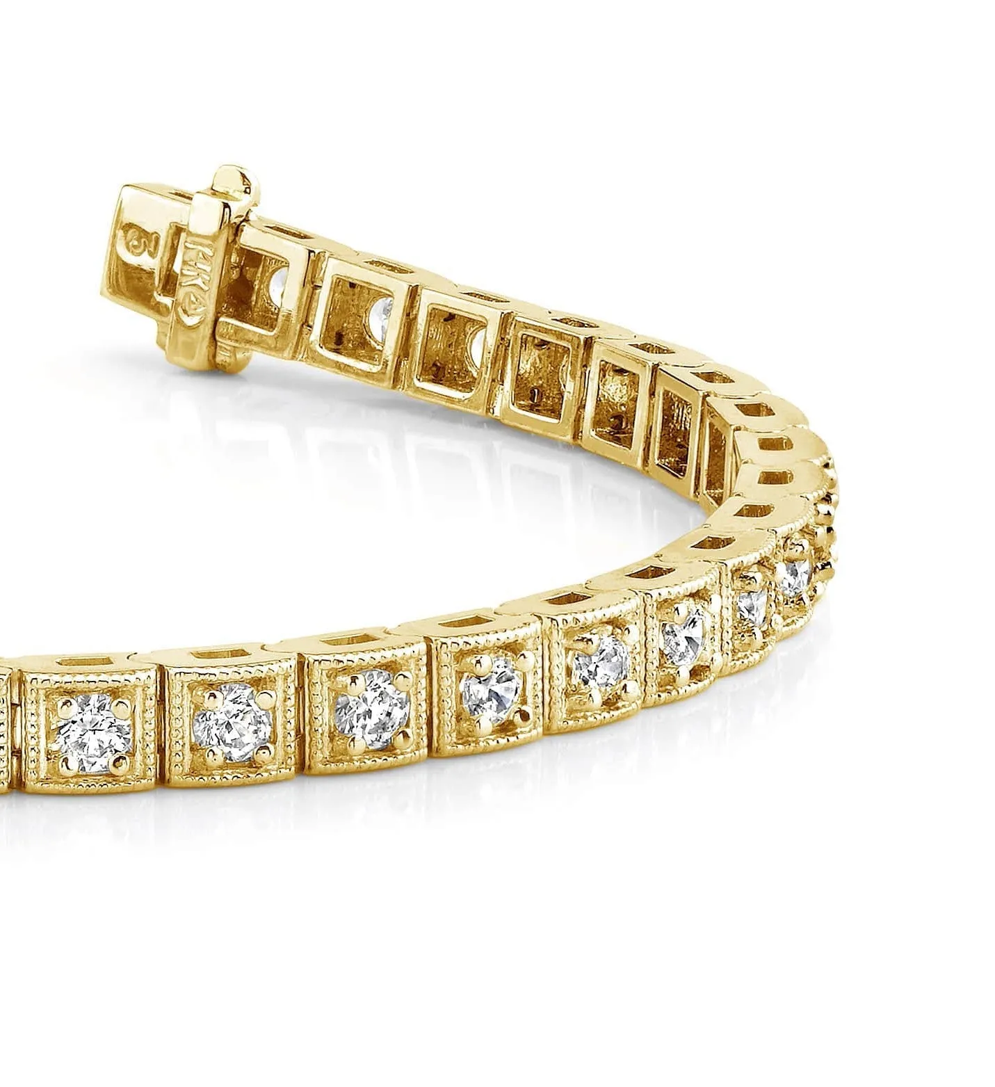 Antique Square Link Diamond Bracelet with 2.52 ct.(finished) 2.5mm