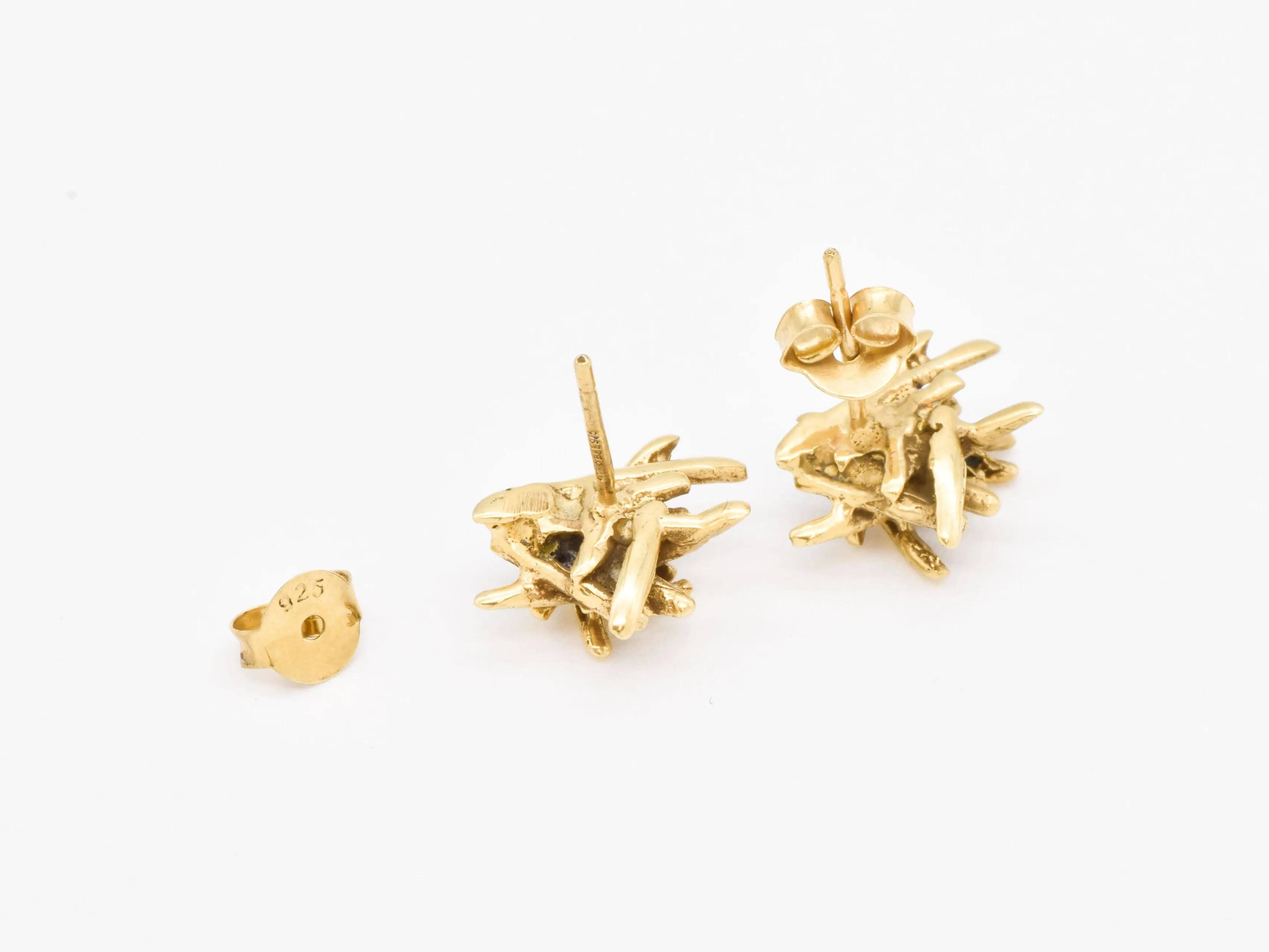 Artistic Gold Earrings - Branch Earrings - Modern Gold Studs