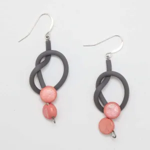 Artistic Grey and Pink Rubber Tubing Earrings