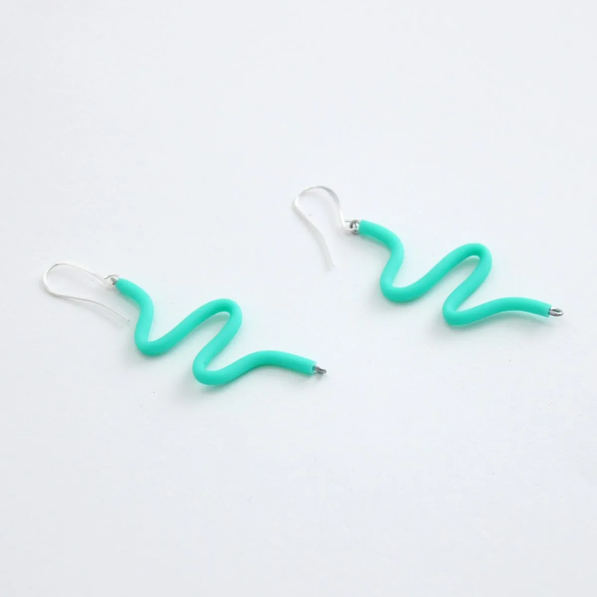 Artistic Rubber Tubing Naya Earrings Aqua