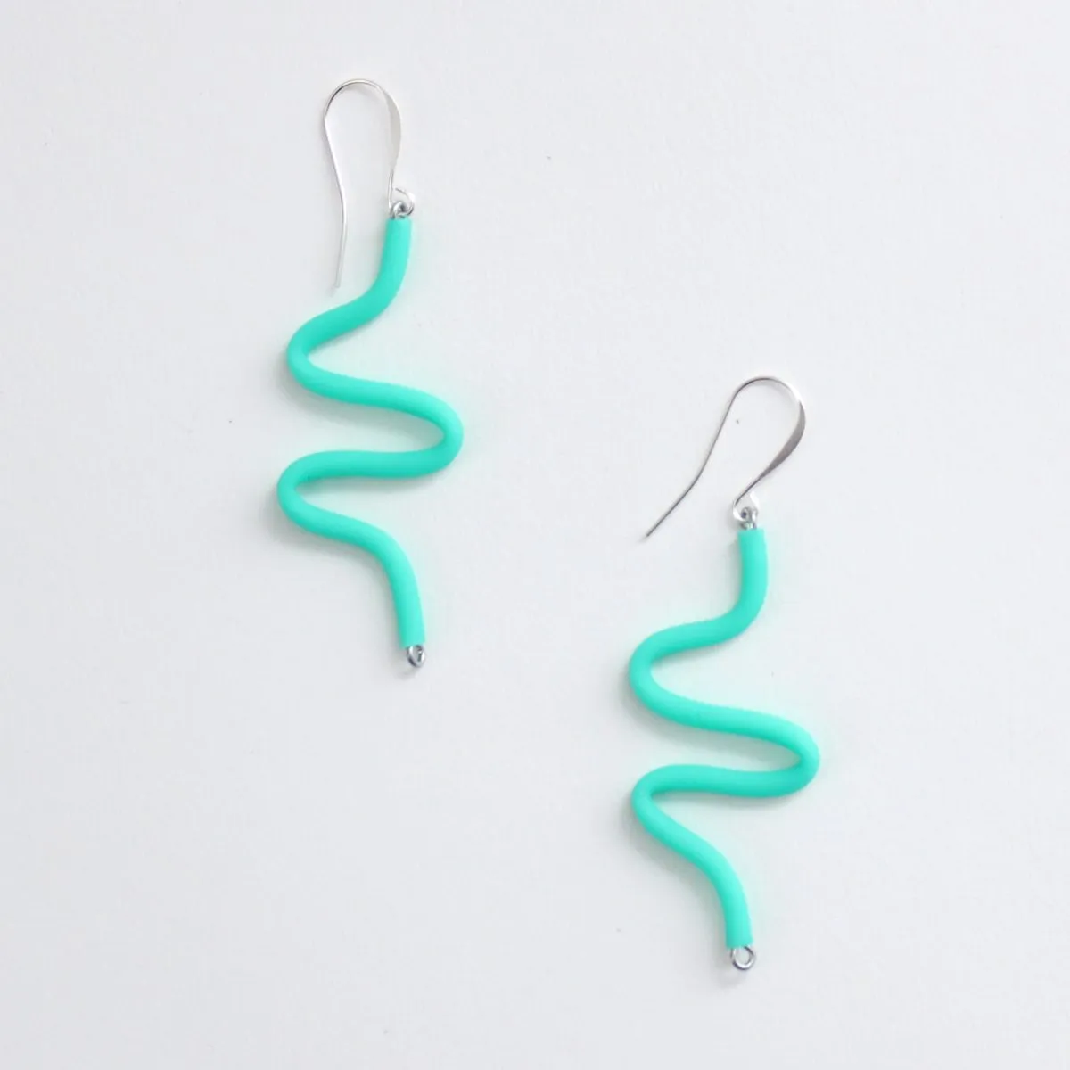 Artistic Rubber Tubing Naya Earrings Aqua