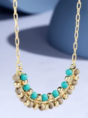 Bead Curve Pendant Necklace - Teal