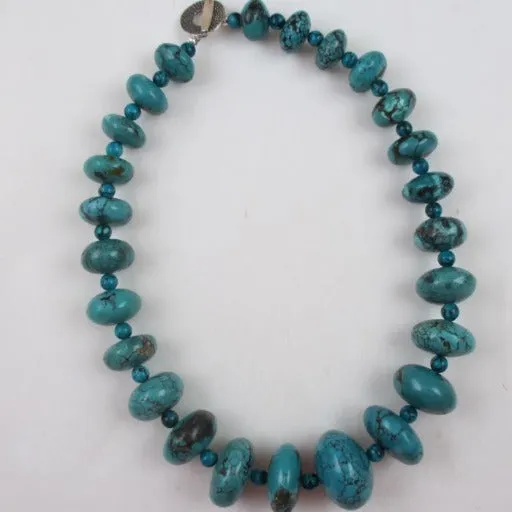 Big Bold Turquoise Necklace Round Graduated Bead Necklace