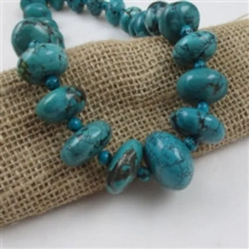 Big Bold Turquoise Necklace Round Graduated Bead Necklace