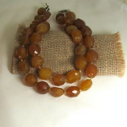 Big Bold Yellow Agate Nugget Gemstone Multi-strand Necklace