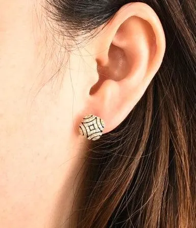 Black & White Gold Stud Earrings - Purchase with a Purpose