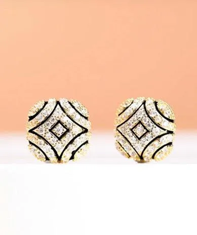 Black & White Gold Stud Earrings - Purchase with a Purpose