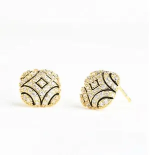 Black & White Gold Stud Earrings - Purchase with a Purpose