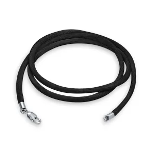 Black Satin Silk Cord Necklace for Men with Silver Plated Lobster Claw Clasp 18 Inch