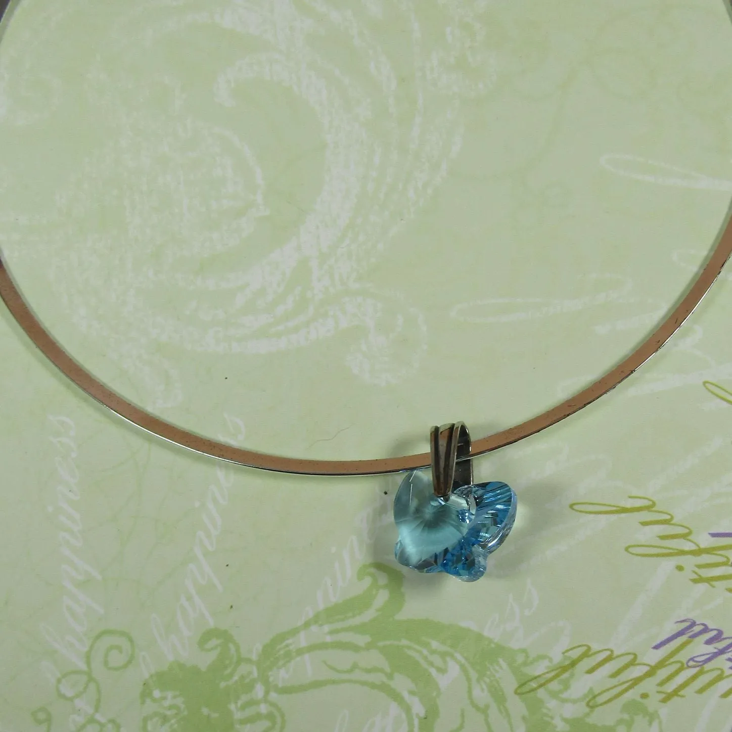 Blue Crystal Butterfly Pendant Necklace