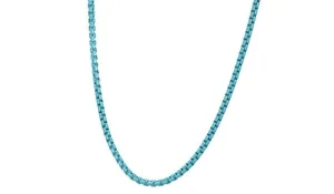 Blue Stainless Steel Book Chain Necklace