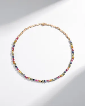 Bold Rainbow Sapphire Tennis Necklace