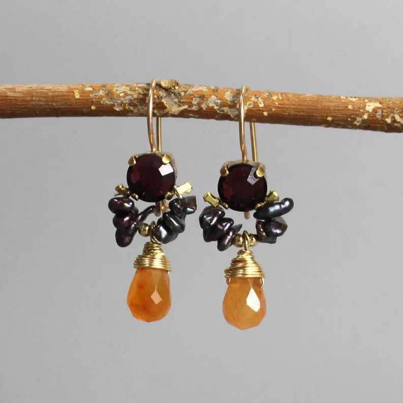 Burgundy Carnelian Angel Earrings